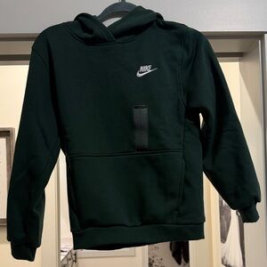 Youth hunter green hooded Nike sweatshirt